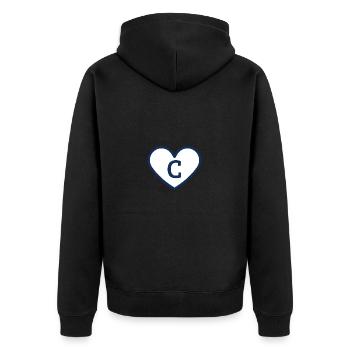 Lettre c cœur sport tendance bleu - idée cadeau - Veste à capuche bio Premium Unisexe - noir - Dos - Nico (187cm)