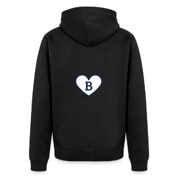 Buchstabe b Herz Sport Trend blau - Geschenkidee - Unisex Premium Bio Zip Hoodie - Schwarz - Hinten - Nico (187cm)