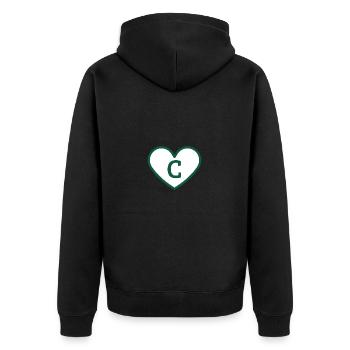 Lettre c cœur sport tendance vert - idée cadeau - Veste à capuche bio Premium Unisexe - noir - Dos - Nico (187cm)