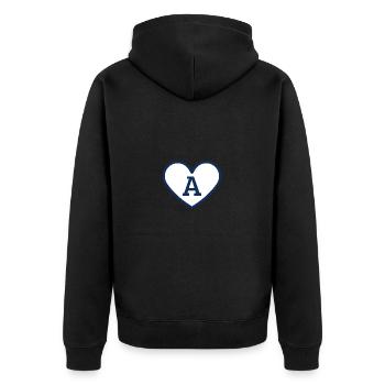 Lettre a cœur sport tendance bleu - idée cadeau - Veste à capuche bio Premium Unisexe - noir - Dos - Nico (187cm)