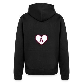 Brief an das Herz Sport trendiges Burgund - Geschenkidee - Unisex Premium Bio Zip Hoodie - Schwarz - Hinten - Nico (187cm)