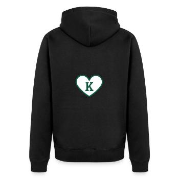 Lettre k cœur sport tendance vert - idée cadeau - Veste à capuche bio Premium Unisexe - noir - Dos - Nico (187cm)