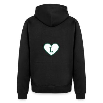 Lettre l cœur sport tendance vert - idée cadeau - Veste à capuche bio Premium Unisexe - noir - Dos - Nico (187cm)