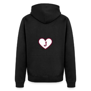 Lettre j cœur sport tendance bordeaux -idée cadeau - Veste à capuche bio Premium Unisexe - noir - Dos - Nico (187cm)