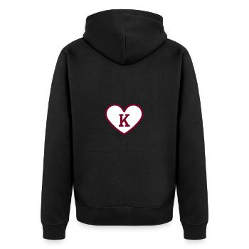 Buchstabe k Herz Sport Trend Burgund - Geschenkidee - Unisex Premium Bio Zip Hoodie - Schwarz - Hinten - Nico (187cm)