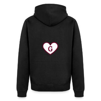 Lettre g cœur sport tendance bordeaux -idée cadeau - Veste à capuche bio Premium Unisexe - noir - Dos - Nico (187cm)