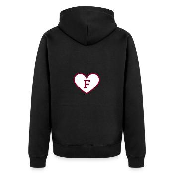 Lettre f cœur sport tendance bordeaux -idée cadeau - Veste à capuche bio Premium Unisexe - noir - Dos - Nico (187cm)