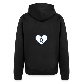 Lettre q cœur sport tendance bleu - idée cadeau - Veste à capuche bio Premium Unisexe - noir - Dos - Nico (187cm)