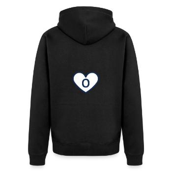 Lettre o cœur sport tendance bleu - idée cadeau - Veste à capuche bio Premium Unisexe - noir - Dos - Nico (187cm)