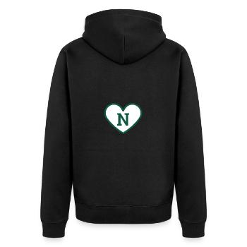 Lettre n cœur sport tendance vert - idée cadeau - Veste à capuche bio Premium Unisexe - noir - Dos - Nico (187cm)