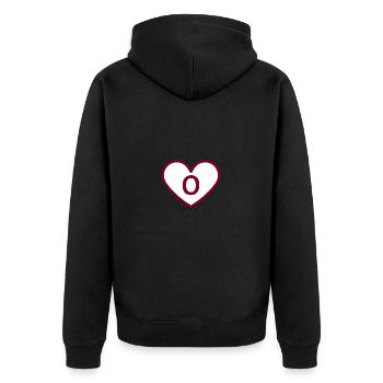 Lettre o cœur sport tendance bordeaux -idée cadeau - Veste à capuche bio Premium Unisexe - noir - Dos - Nico (187cm)