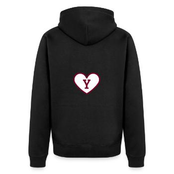 Lettre y cœur sport tendance bordeaux -idée cadeau - Veste à capuche bio Premium Unisexe - noir - Dos - Nico (187cm)