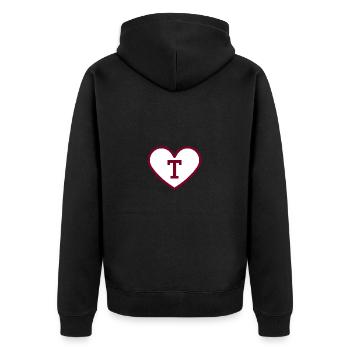 Lettre t cœur sport tendance bordeaux -idée cadeau - Veste à capuche bio Premium Unisexe - noir - Dos - Nico (187cm)