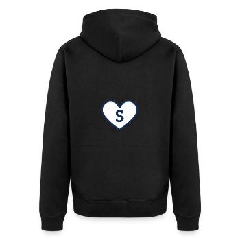 Lettre s cœur sport tendance bleu - idée cadeau - Veste à capuche bio Premium Unisexe - noir - Dos - Nico (187cm)