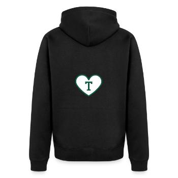 Lettre t cœur sport tendance vert - idée cadeau - Veste à capuche bio Premium Unisexe - noir - Dos - Nico (187cm)