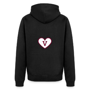 Lettre v cœur sport tendance bordeaux -idée cadeau - Veste à capuche bio Premium Unisexe - noir - Dos - Nico (187cm)