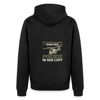 Pilot Helikopter Hubschrauber - Unisex Premium Bio Zip Hoodie - Schwarz - Hinten - Nico (187cm)