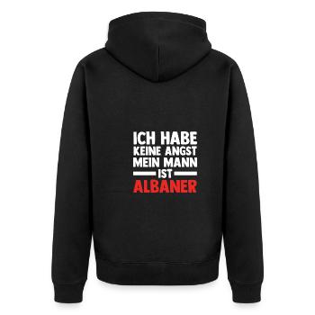 Albaner Albanisch Albanien - Unisex Premium Bio Zip Hoodie - Schwarz - Hinten - Nico (187cm)