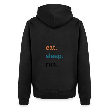 Eat. Sleep. Run. - Unisex Premium Bio Zip Hoodie - Schwarz - Hinten - Nico (187cm)
