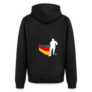 Eishockeyspieler Deutschland Flagge Eishockey - Unisex Premium Bio Zip Hoodie - Schwarz - Hinten - Nico (187cm)