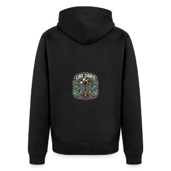 Line Dance Linedance meine Passion mein Glück - Unisex Premium Bio Zip Hoodie - Schwarz - Hinten - Nico (187cm)