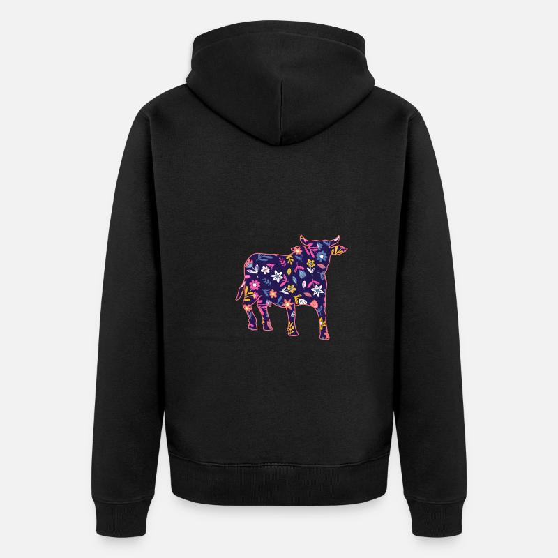 Bovins de buffle Bœufs - Veste à capuche bio Premium Unisexe - noir