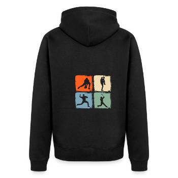 Baseballspieler Baseball - Unisex Premium Bio Zip Hoodie - Schwarz - Hinten - Nico (187cm)