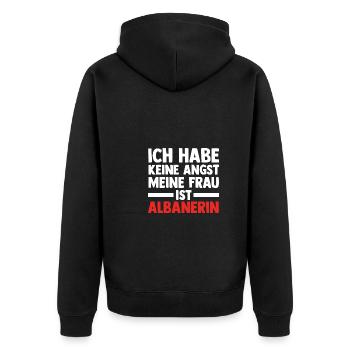Albaner Albanisch Albanien - Unisex Premium Bio Zip Hoodie - Schwarz - Hinten - Nico (187cm)