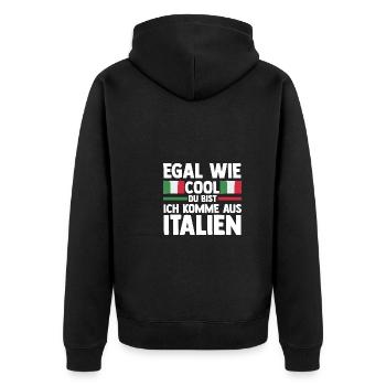 Italiener Italien - Unisex Premium Bio Zip Hoodie - Schwarz - Hinten - Nico (187cm)
