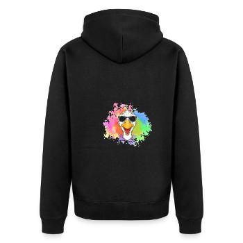 Goose - Unisex Premium Organic Zip Hoodie - black - Back - Nico (187cm)