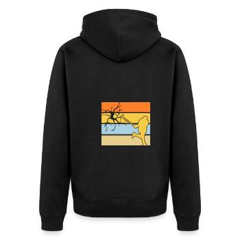 Feldhockeyspieler Feldhockey - Unisex Premium Bio Zip Hoodie - Schwarz - Hinten - Nico (187cm)
