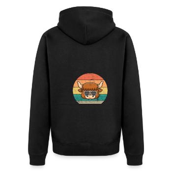 Büffel Rind Ochsen - Unisex Premium Bio Zip Hoodie - Schwarz - Hinten - Nico (187cm)