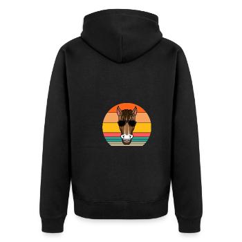 Reiten Pferd - Unisex Premium Bio Zip Hoodie - Schwarz - Hinten - Nico (187cm)