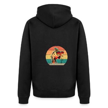 Hühner Hahn Perlhuhn - Unisex Premium Bio Zip Hoodie - Schwarz - Hinten - Nico (187cm)
