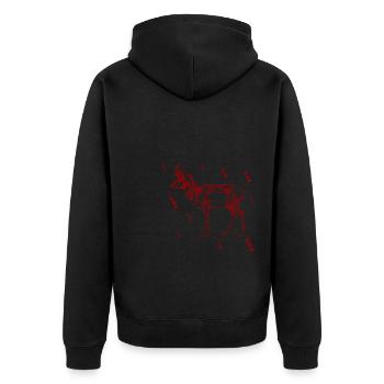 Hirsch - Wald - Natur - Tierschutz - Unisex Premium Bio Zip Hoodie - Schwarz - Hinten - Nico (187cm)