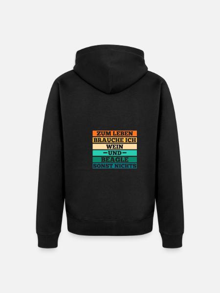 Dog Wine Beagle - Unisex Premium Organic Zip Hoodie - black
