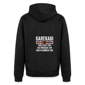 Georgian Georgia - Unisex Premium Organic Zip Hoodie - black - Back - Nico (187cm)