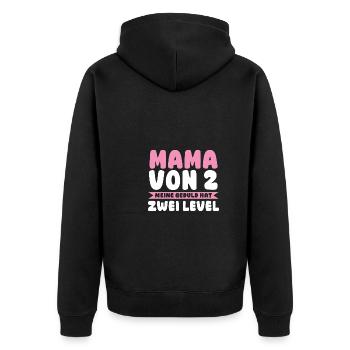 Mom of 2 children - Unisex Premium Organic Zip Hoodie - black - Back - Nico (187cm)