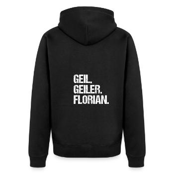 Florian - Unisex Premium Bio Zip Hoodie - Schwarz - Hinten - Nico (187cm)