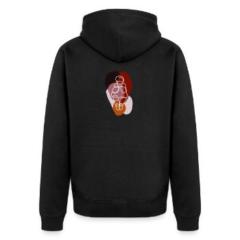 Die Venus von Willendorf - Unisex Premium Bio Zip Hoodie - Schwarz - Hinten - Nico (187cm)