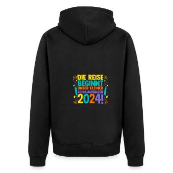 Eltern Schulkind Grundschule Erste Klasse Einschul - Unisex Premium Bio Zip Hoodie - Schwarz - Hinten - Nico (187cm)