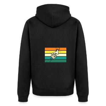 Hornist Waldhorn - Unisex Premium Bio Zip Hoodie - Schwarz - Hinten - Nico (187cm)
