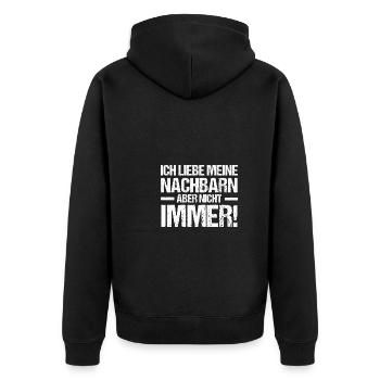 Nachbarschaft Bester Nachbar - Unisex Premium Bio Zip Hoodie - Schwarz - Hinten - Nico (187cm)