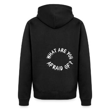 De quoi avez-vous peur - Veste à capuche bio Premium Unisexe - noir - Dos - Nico (187cm)