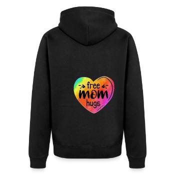 LGBTQIA LGBT Free Mom Hugs Rainbow Heart Gay Pride - Unisex Premium Bio Zip Hoodie - Schwarz - Hinten - Nico (187cm)