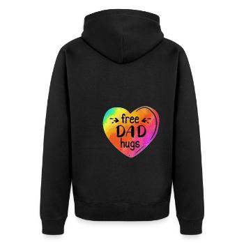 LGBTQIA LGBT Free Dad Hugs Rainbow Heart Gay Pride - Unisex Premium Bio Zip Hoodie - Schwarz - Hinten - Nico (187cm)