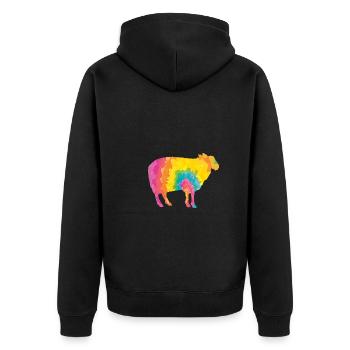 Schäfer Schaf - Unisex Premium Bio Zip Hoodie - Schwarz - Hinten - Nico (187cm)