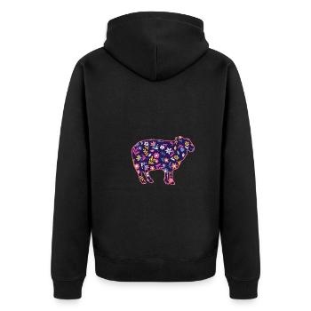 Schäfer Schaf - Unisex Premium Bio Zip Hoodie - Schwarz - Hinten - Nico (187cm)