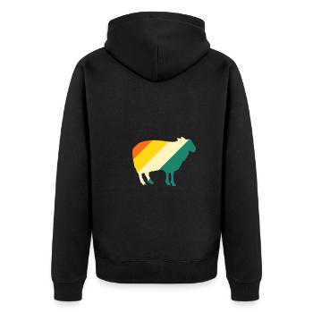 Schäfer Schaf - Unisex Premium Bio Zip Hoodie - Schwarz - Hinten - Nico (187cm)