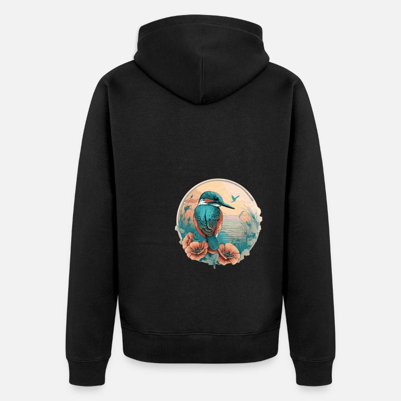 Kingfisher Bird Lovers - Veste à capuche bio Premium Unisexe - noir